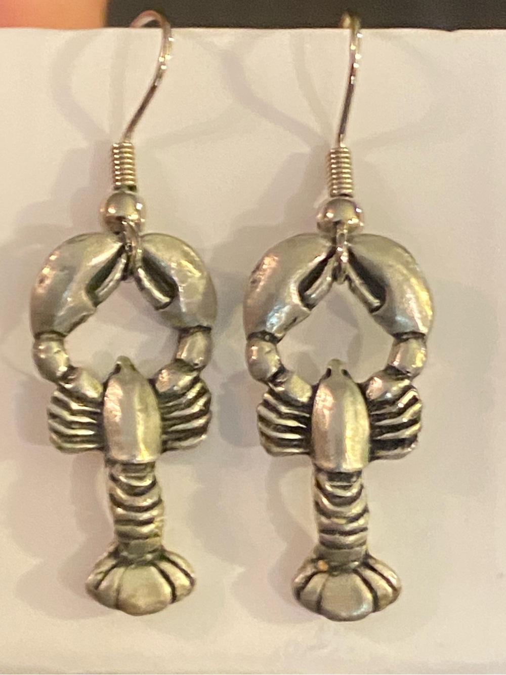 Vintage Pewter Lobster Dangle Earrings Maritime Nova Scotia 4 cm